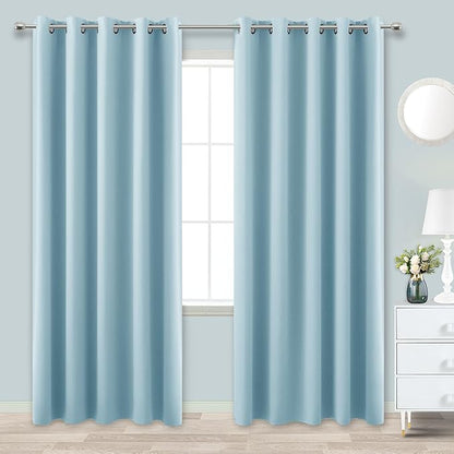 KOUFALL 72x84 Inch Length Light Blue Blackout Curtains