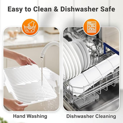 Silicone Dish Drying Mat for Kitchen Counter, Dish Drying Pad, Non-Slip Drain