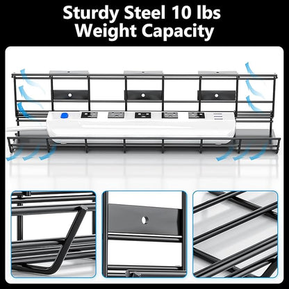2 Pack DELAMU Under Desk Cable Management Tray, Metal Cord Cable Organizer