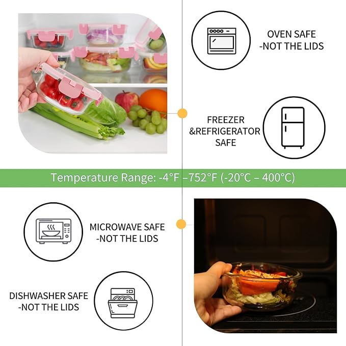 HOMBERKING Glass Food Storage Containers