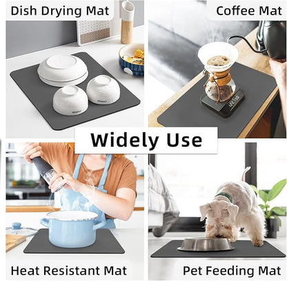 LOPNUR Kitchen Dish Drying Mat, Diatomite Coffee Mat, Super Absorbent Dish