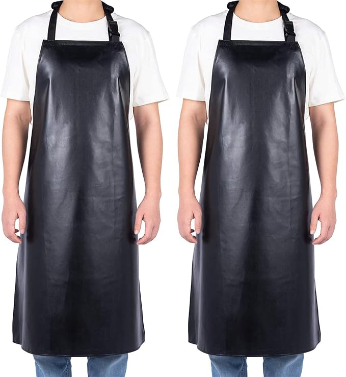 Homsolver 2 Pack Waterproof Rubber Aprons, Heavy Duty Butcher