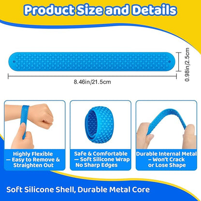 Textured Slap Bracelets - 6PC Silicone Sensory Fidget Toys for Kids, Teens & Adults - Calming Tools for Autism, ADHD, Anxiety & Stress Relief - Ideal for Classroom Rewards, Party & Special Needs Gifts