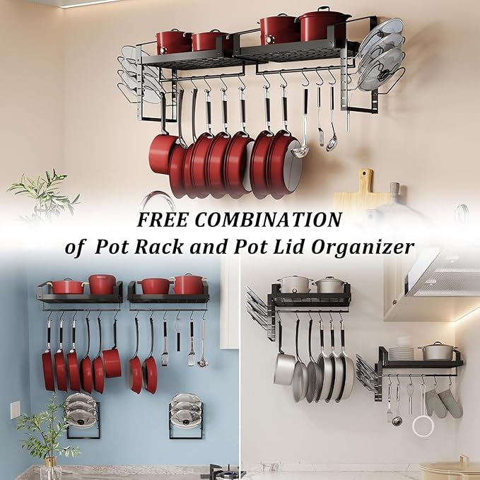 X-cosrack Pot Racks Wall Mounted Set of 2,