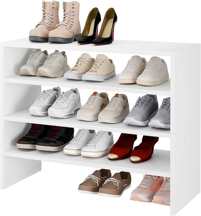 Whitmor Stackable 28" Extra Wide 2-Shelf Storage Organizer, Stackable Wood