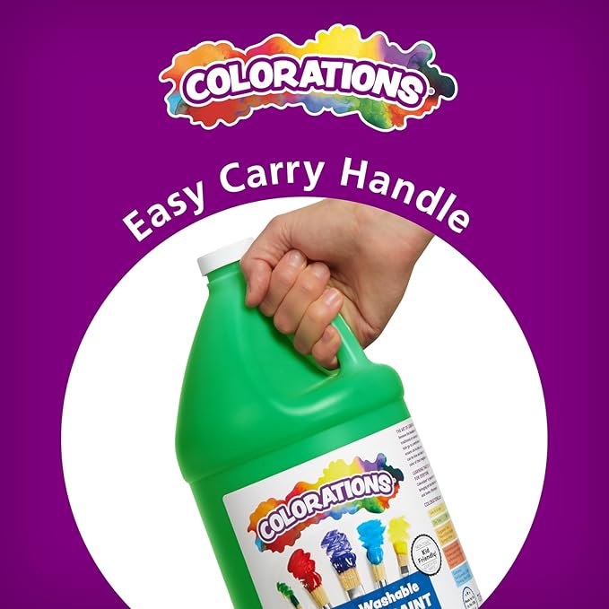 Colorations Paraben-Free Simply Washable Tempera Paint for Kids - 1/2 Gallon Value Size, Vibrant White. Non-Toxic and Made in The USA