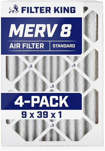 Filter King 9x39x1 Air Filter | 4-PACK | MERV 8 HVAC Pleated A/C Furnace
