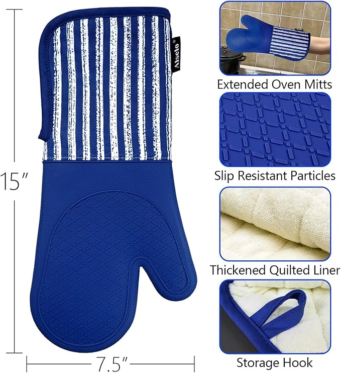 Alselo Silicone Oven Mitts Heat Resistant 932℉
