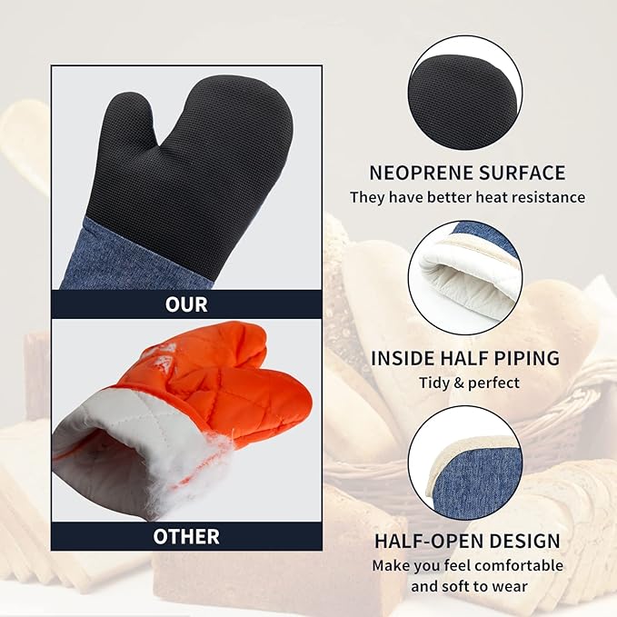 Oven Mitts and PotHolders Sets, Non-Slip Neoprene Oven Mitts are Suitable