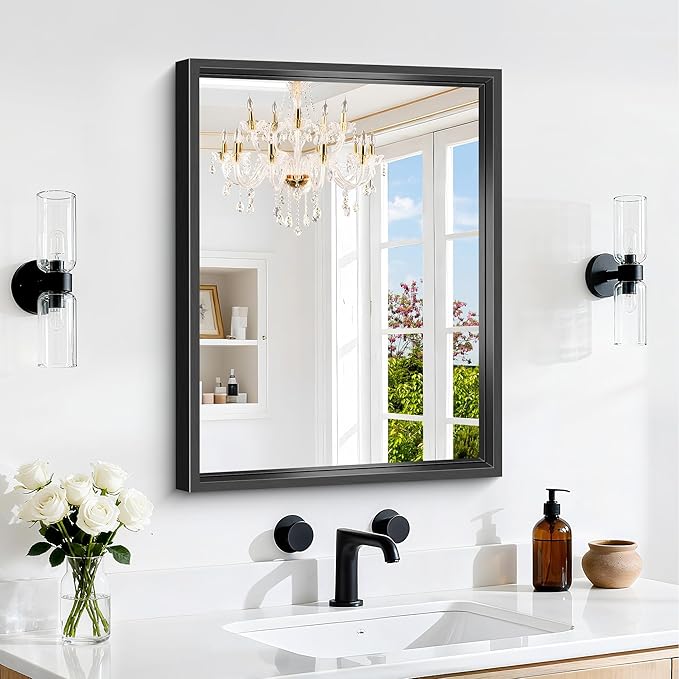 Black Bathroom Mirror, 18x24 Inch Rectangle Mirrors