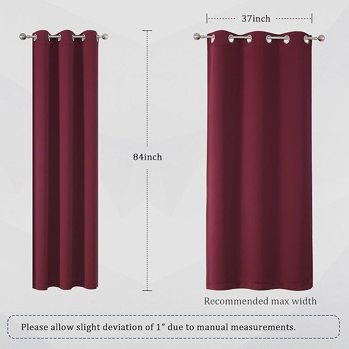 DUALIFE Burgundy Blackout Curtains Panels