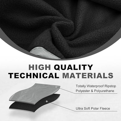 Fleece Waterproof Outdoor Blanket - Windproof Stadium Blanket for Camping, Picnics, and Sports Stay Dry and Comfortable 80"x 58"(Gray)