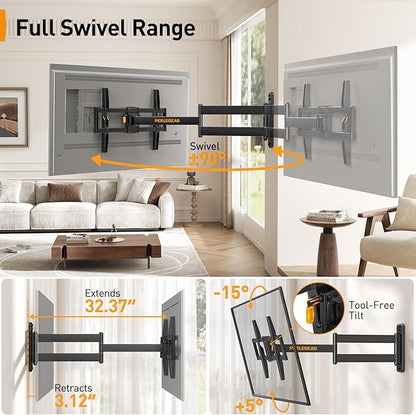 Perlegear Corner TV Wall Mount Long Arm TV Mount Bracket