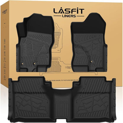 LASFIT Floor Mats for Nissan Frontier 2009-2021 King Cab (Not Fit Crew Cab), All Weather TPE Custom Fit Easy Clean Durable No-Curling Floor Liners for Frontier 1st & 2nd Row Car Mats, Black