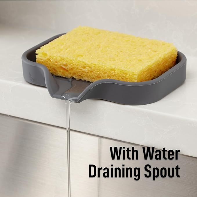 Zulay Kitchen Small Silicone Sponge Holder – Space-Saving Sink Organizer Tray