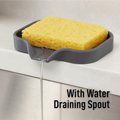 Zulay Kitchen Small Silicone Sponge Holder – Space-Saving Sink Organizer Tray