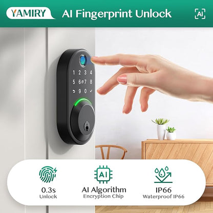 Smart Deadbolt Door Lock with Keypad:Yamiry Fingerprint Keyless Entry Deadbolt
