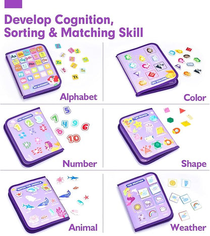 hahaland Busy Board Montessori Toys - 3 Year Old Girl Gifts Bithday Gift Ideas - 8 in 1 Preschool Learning Activities - Christmas Toddler Stocking Stuffers Gifts