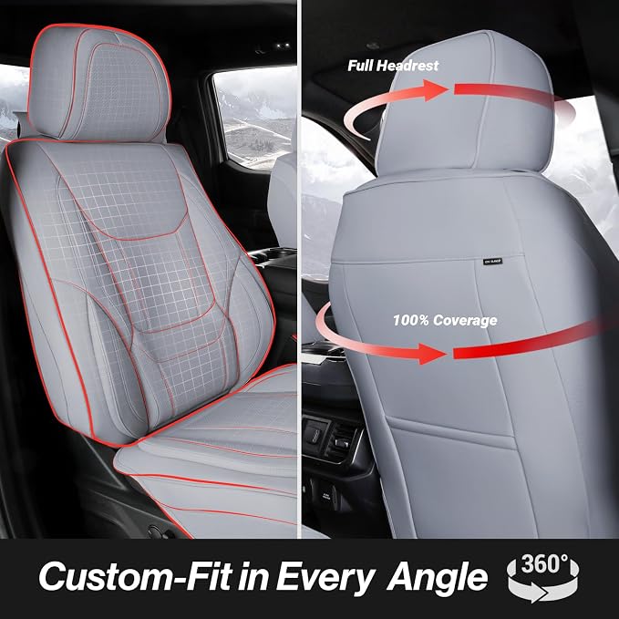 Coverland Custom Fit Car Seat Covers for SUV Compatible with [X3, X5, UX 200, CX-3, Crossland X, Grandland, 9-4X] Premium Waterproof Non-Slip Interior Seat Protector [Full Set Gray - Size Chart X52]