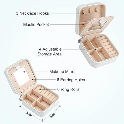 Parima Travel Jewelry Case - Ring, Necklace, Earring Organizer Box With Initial M in White
