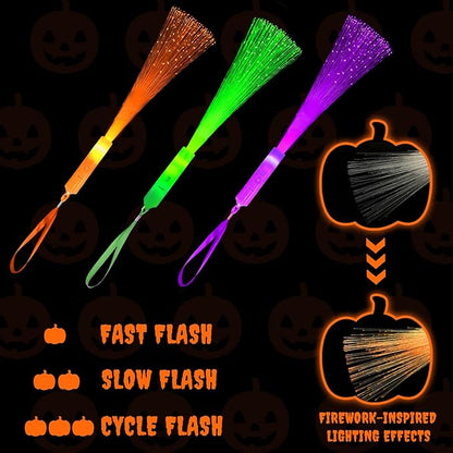 Halloween Glow Sticks Toys Gifts for Kids-6 Pack, Light Up Fiber Optic Wand for Toddlers, Fun Halloween Party Games Activities Stuff, Non Candy Treats Goodie Bag Basket Stuffers Fillers for Boys Girls