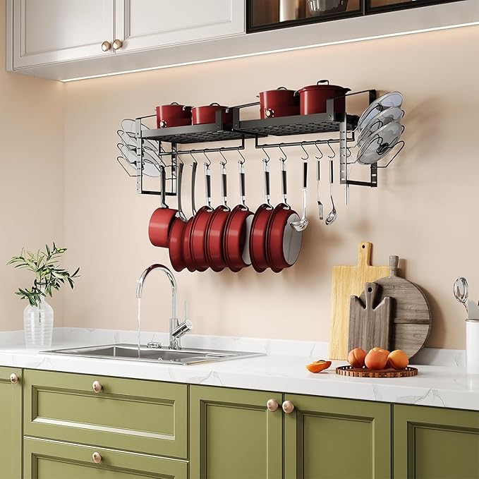 X-cosrack Pot Racks Wall Mounted Set of 2,