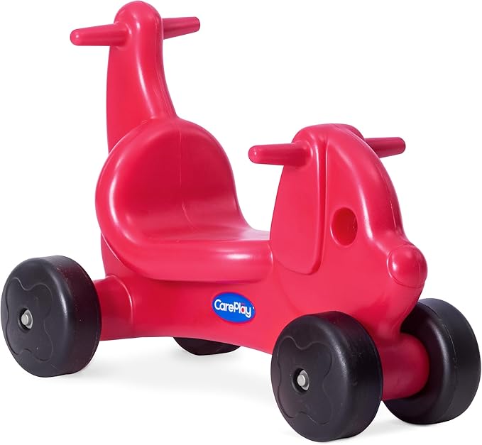 Careplay 2-in-1 Puppy Push & Ride-on Toy, Indoor & Outdoor Use, Low Profile Seat, Recommended for Children up to 50lbs, Durable Construction, Made in The USA (Red)