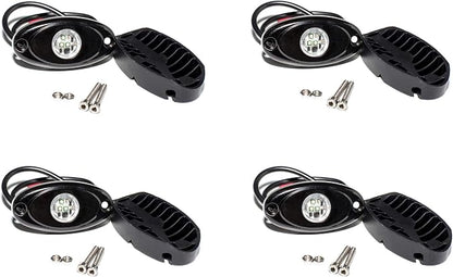 YONEDA 4 Pods Blue Rock Lights 6000K 3LED Bright LED Underglow Lights IP68 Waterproof for Trucks SUV UTV ATV RZR Car Boats Pickup Motorcycle