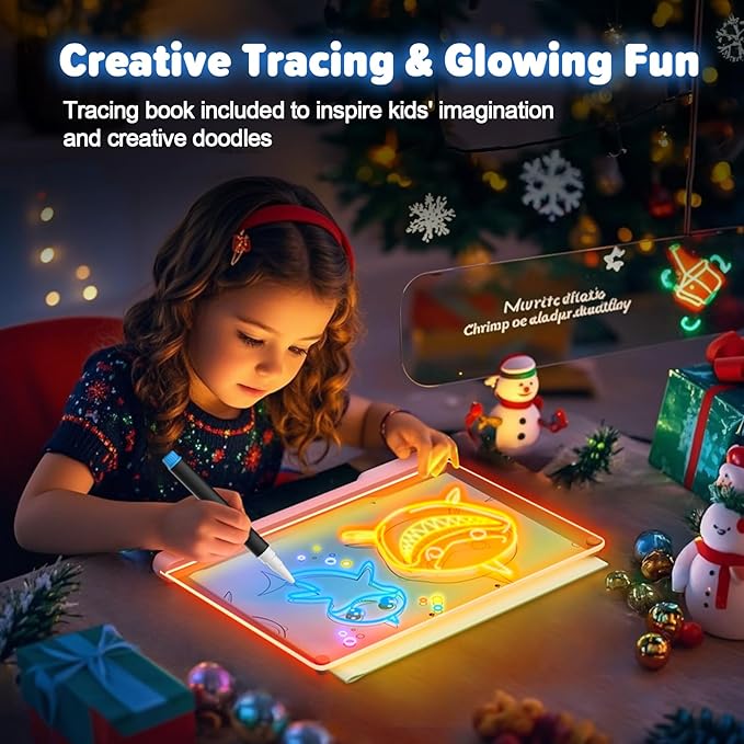16-Inch Rechargeable Doodle Glow LED Note Board, 7-Color Light Modes, Neon Art