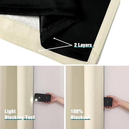 ChrisDowa 100% Blackout Curtains 102 inch Long