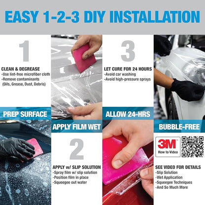 3M Clear Paint Protection Film, 8 mil PPF Vinyl Wrap with Self-Healing Technology, UV Protection, Non-Yellowing, Scratch Resistant, Glossy Finish (6 x 12in)