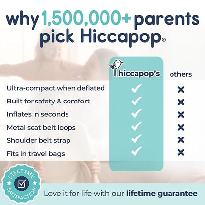 Hiccapop UberBoost Inflatable Backless Booster Seat for Kids, Portable Travel Car Seat | Classic Graphite Black