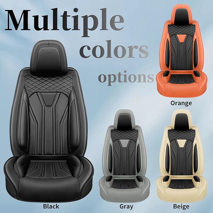 Fit Compass Car Seat Covers for Jeep Compass 2007-2025 2026 -Full Set Premium Leather, Waterproof & Breathable，All-Weather Seat Cushion Protecto & Airbag Compatible, 2 Front Seat All Black