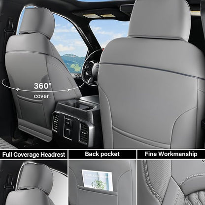 Coverado Car Seat Covers Full Set, Seat Covers for Dodge RAM 1500 Compatible with 2009-2018 Ram 1500, 2010-2024 Ram 2500 3500 Dodge RAM Accessories Automotive Seat Covers (Gray)