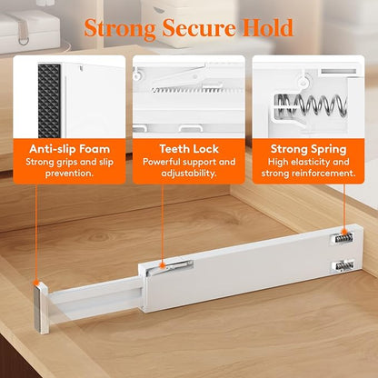 Lifewit 8 Pack 2.36" High Drawer Dividers 40-56cm/16-22 Adjustable Drawer