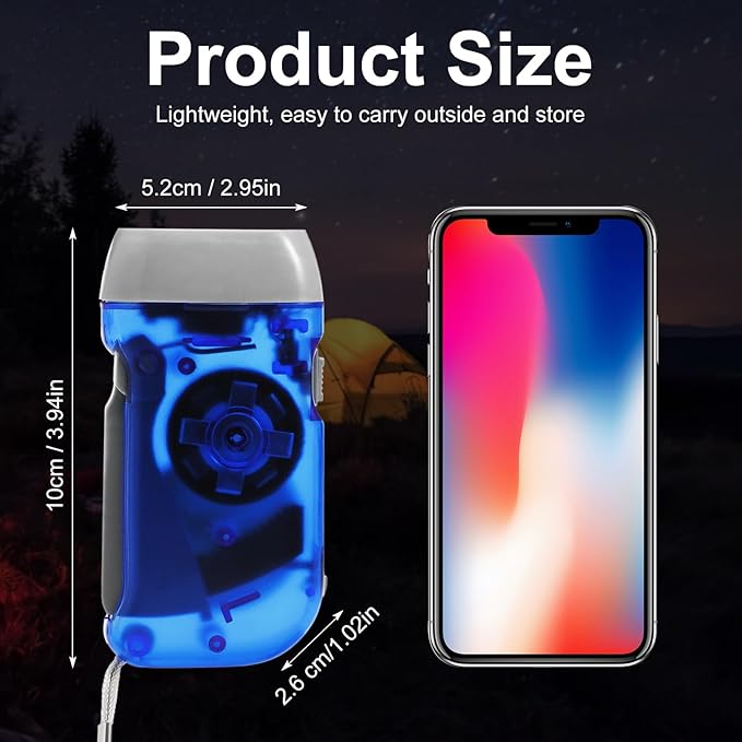 Mudder 24 Pieces Hand Crank Flashlight with LED Self Powered Charging Torch Dynamo for Camping Emergency(Blue)