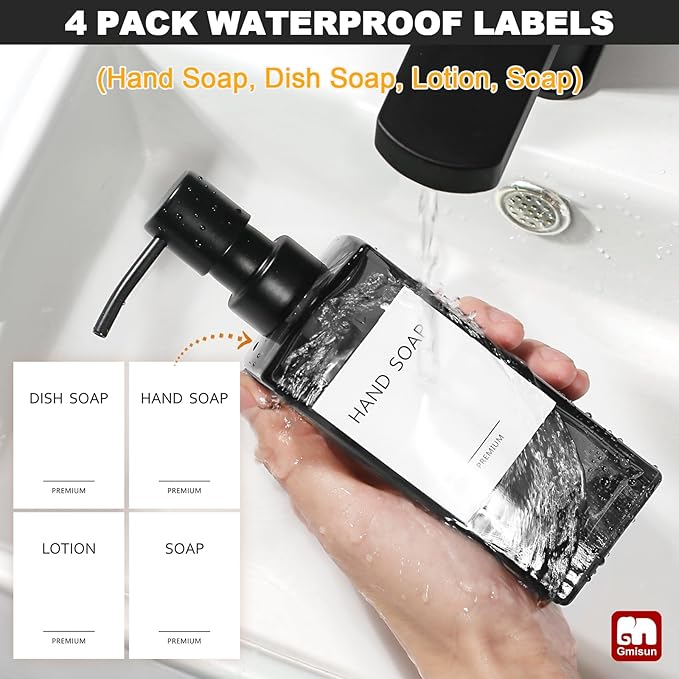 GMISUN Black Glass Soap Dispenser, Hand Soap Dispenser
