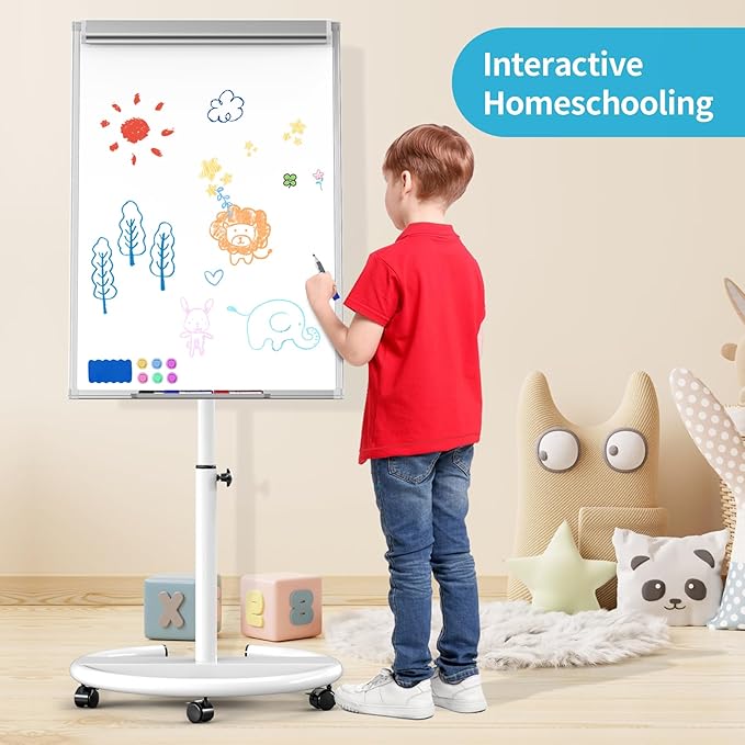Mobile Dry Erase Board on Wheels 40 x 28 Inch-Magnetic Whiteboard Easel