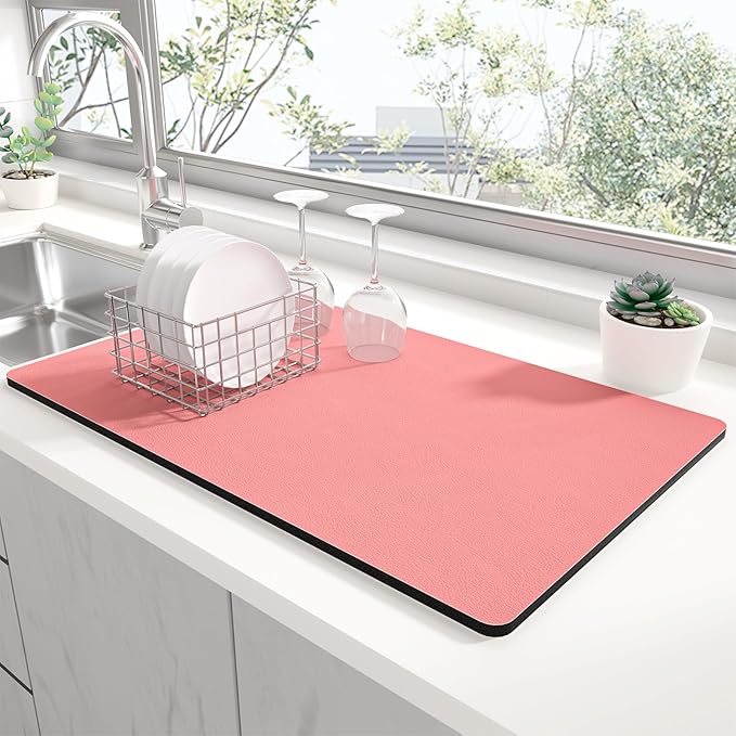 Rnivvi Dish Drying Mat for Kitchen Counter, 12 x 19" Super Absorbent Drainer