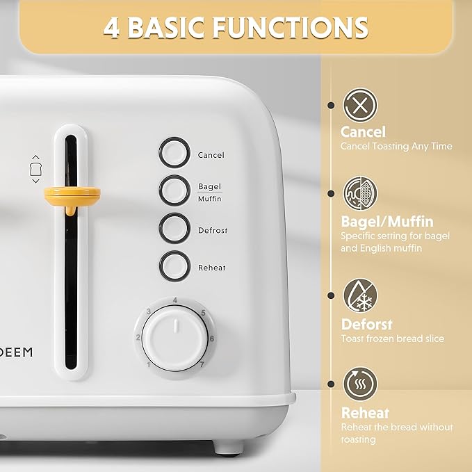 BUYDEEM DT640 4-Slice Toaster, Extra Wide Slots, Stainless Steel