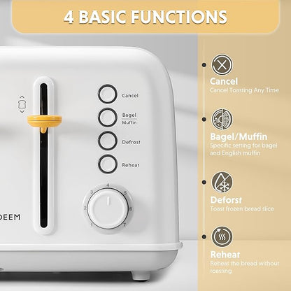 BUYDEEM DT640 4-Slice Toaster, Extra Wide Slots, Stainless Steel