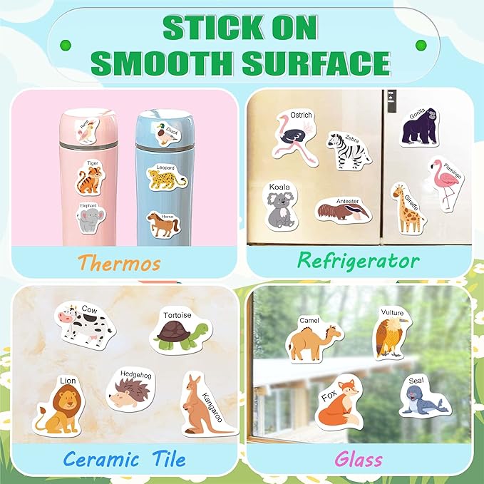 Reusable Sticker Books for Toddlers 1-3, Stickers for Toddlers 2-4 Years, Animal Stickers for Kids, Airplane Travel Essentials for Kids
