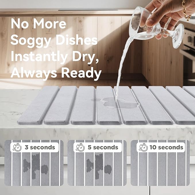 Stone Drying Mat for Kitchen Counter, Drying Matt Kitchen Counter, Quick Dry