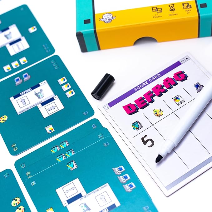 Defrag | Nostalgic Floppy Disk Themed Travel-Size Board | Play Anywhere | Challenging Puzzle with Scenario Booklet | Solo Play for Ages 12+ | Tiny Series