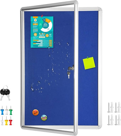 Magula 36"x24" Enclosed Bulletin Board Tamper-Proof Dispaly Case, Aluminium