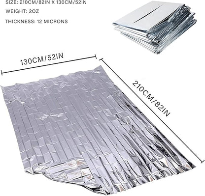 Emergency Foil Blanket (Pack of 50), Survival Thermal Mylar Blankets Individually Packaged Perfect for Outdoors, Hiking, Survival, Marathons or First Aid