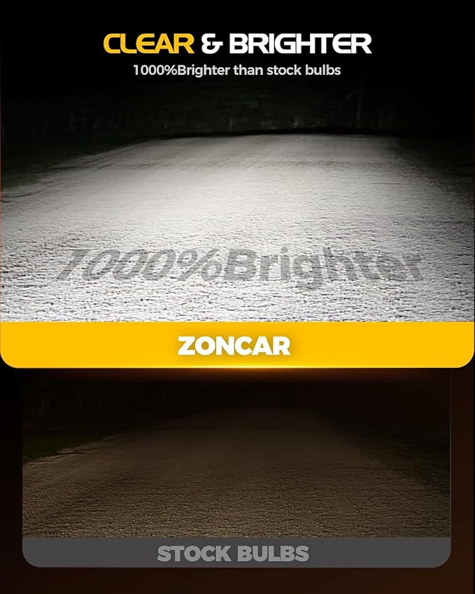 H4 Fog Light Bulbs, 60,000LM 6500K Cool White, Real 1:1 Size HB2 Fog Light Bulbs, IP68-proof 60,000h Long Life, 100% Compatible Anti Hyper Flashing, Box in 2