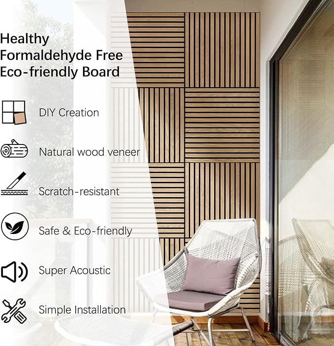 ARMURO Acoustic Wood Panels for Wall 4-Pack