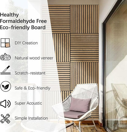 ARMURO Acoustic Wood Panels for Wall 4-Pack