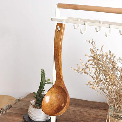 FJNATINH Wooden Ladle with Long Handle, Handmade Soup Ladle